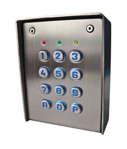 Clavier à code filaire coffre inox en saillie SU2SABTMG touches métal en applique - 12/24V AC/DC - 60 codes - 2 relais