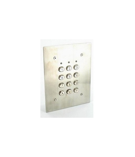 Clavier à codes filaire avec plastron inox et touches métalliques - à encastrer - 12/24V
