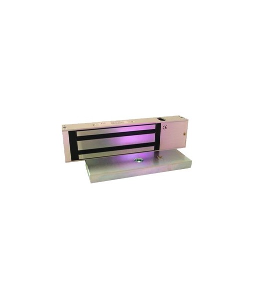 Ventouse électromagnétique aluminium rectangulaire en applique - 600 kg - 12/24VCC - Led détat en option