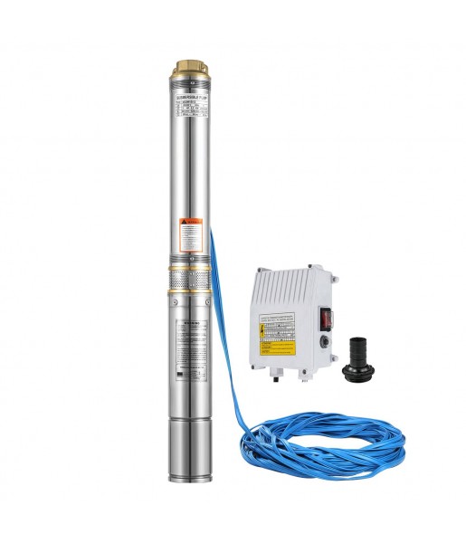 Pompe à Eau De Puits Profond Submersible Immergée Câble 20m 2.2kw 2200 W Max.14000l/h