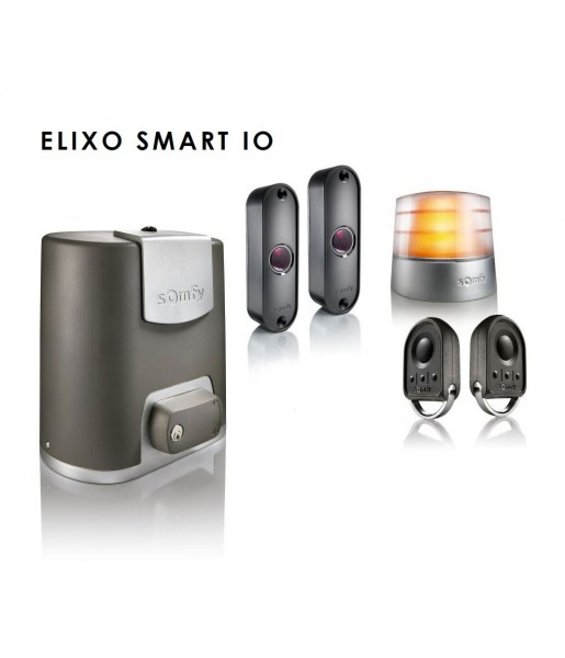 Kit Motorisation Automatisme Portail ELIXO SMART io Pack Confort - pour portails coulissants jusqu’à 6m 300 kg, Ouverture en 15s