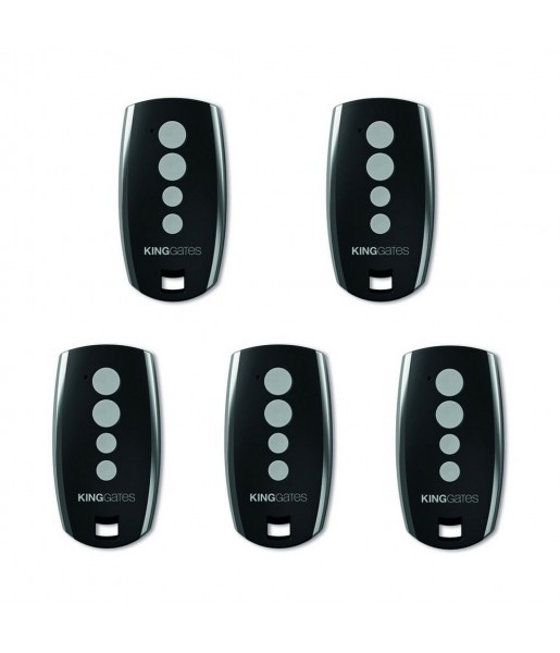 Pack 5 Télécommandes portail Emetteur Radio King-Gates Stylo 4 Noire KVASTY4A - 433.92 MHz