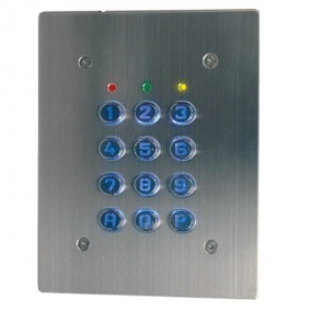 Clavier à code filaire SU2EABTMG touches métal à encastrer avec plastron inox 12-24V AC-DC - 60 codes