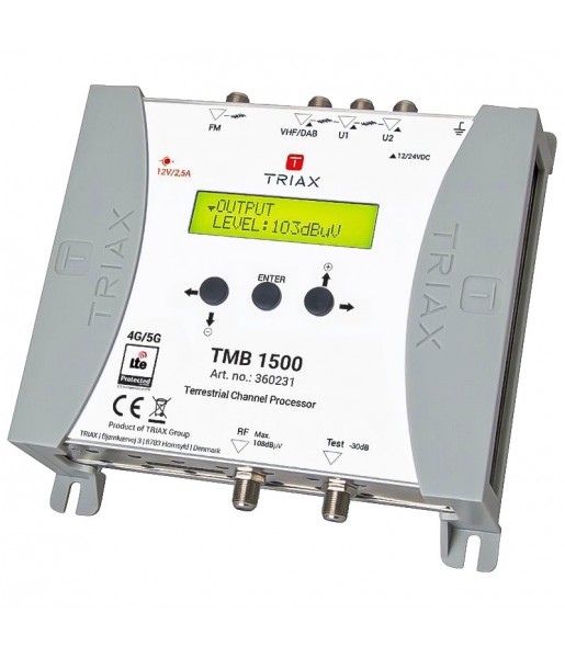 Triax TMB 1500 Amplificateur programmable central 4 entrées FM/DAB-VHF/2xUHF LTE 700-5G/800-4G 60dB 15 filtres